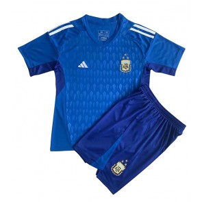 Argentina Brankářské Dětské Venkovní dres komplet MS 2022 Krátký Rukáv (+ trenýrky)